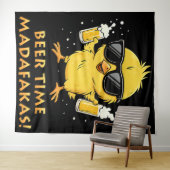 Biertijd Madafakas Grappige Meme Eend Gans Retro Wandkleed (In Situ (horizontaal))