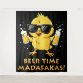 Biertijd Madafakas Grappige Meme Eend Gans Retro Wandkleed (Voorkant)