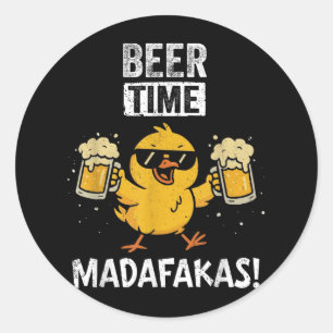 Biertijd Madafakas Grappige Meme Eend Met Bier Chi Ronde Sticker