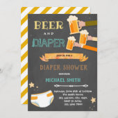  biertje en luier feestuitnodiging kaart (Voorkant / Achterkant)