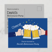 biertjes, proost, volwassen pensioneringsfeest uitnodiging briefkaart (Voorkant / Achterkant)
