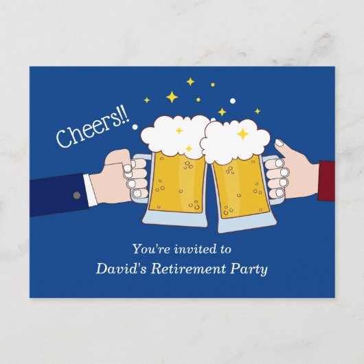 biertjes, proost, volwassen pensioneringsfeest uitnodiging briefkaart (Voorkant)