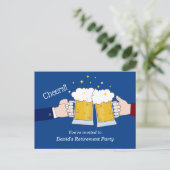 biertjes, proost, volwassen pensioneringsfeest uitnodiging briefkaart (Staand voorkant)
