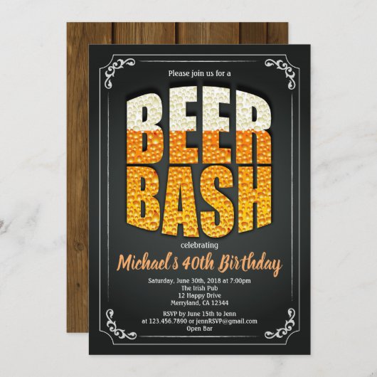 Bierverjaardagscalkbord man retro bar kaart (Voorkant / Achterkant)