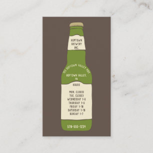 Bierverkoop, brouwerij, werkuren met balie visitekaartje
