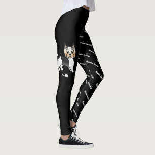 Biewer Terrier Cartoon Hond & Hond Naam en Ras Leggings