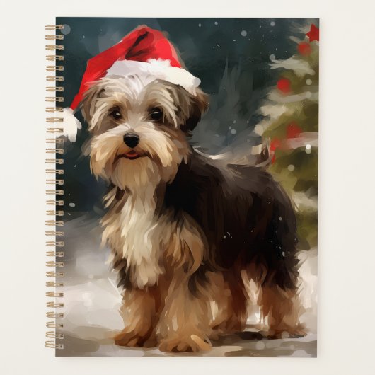 Biewer Terrier Chien dans Noël de neige (Devant)
