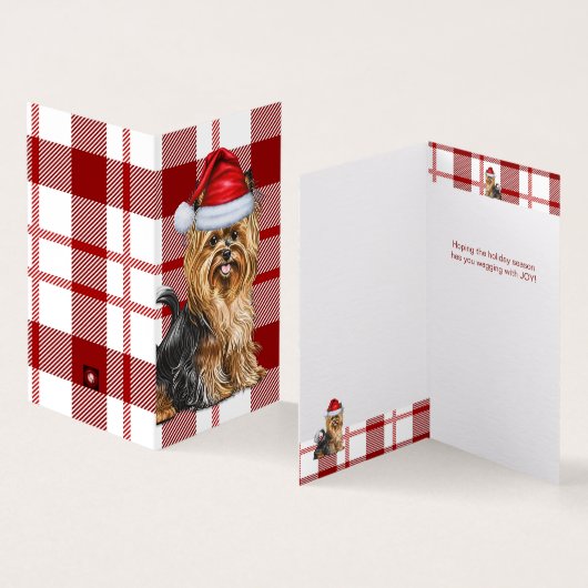 Biewer Terrier Chien de vacances Rouge Plaid Noël (Inside and Outside)