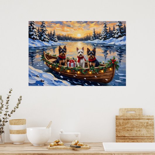 Biewer Terrier Christmas Boat Holiday Poster (Keuken)