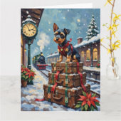 Biewer Terrier Christmas Holiday Travel Kaart (Gele Bloem)