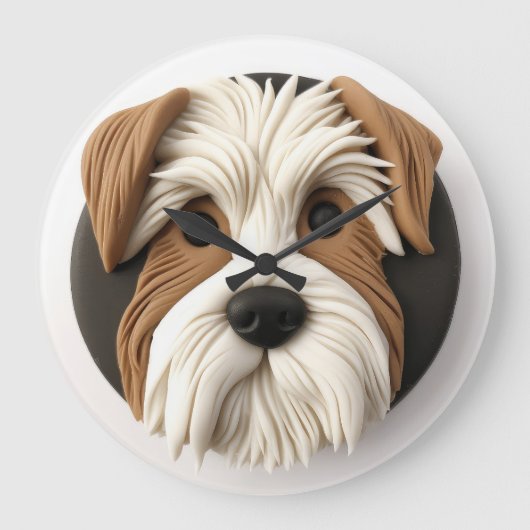 Biewer Terrier Dog 3D geïnspireerd Grote Klok (Voorkant)