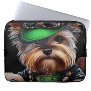 Biewer Terrier Dog Driving Bike Street Patrick's D Laptop Sleeve