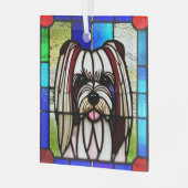 Biewer Terrier "Glas in lood" Glas Ornament (Voorkant links)