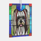 Biewer Terrier "Glas in lood" Glas Ornament (Voorkant Rechts)