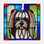 Biewer Terrier "Glas in lood" Glas Ornament (Achterkant)
