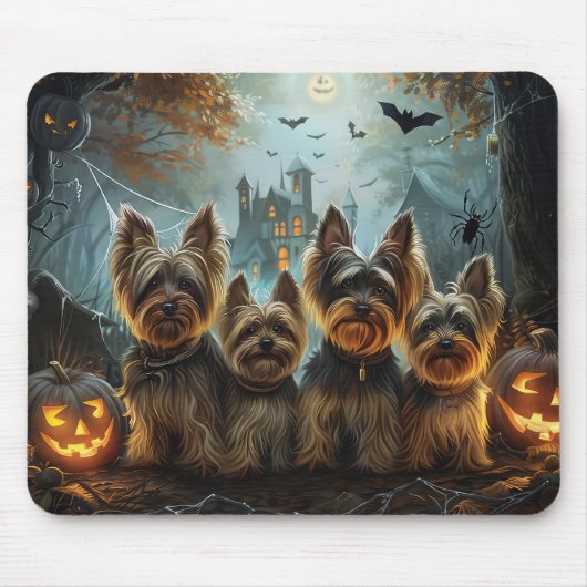 Biewer Terrier Halloween Nacht Doggy Delight Muismat (Voorkant)