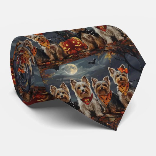 Biewer Terrier Halloween Spokengeest Stropdas (Opgerold)