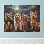 Biewer Terrier Halloween Spooky Canvas Afdruk (Insitu (Houten vloer))