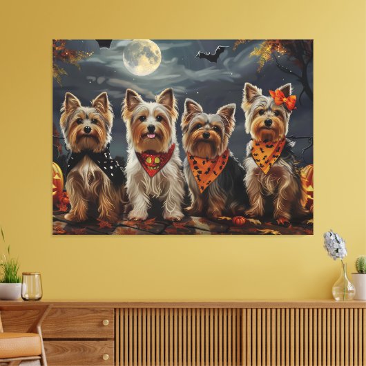 Biewer Terrier Halloween Spooky Canvas Afdruk (Insitu (Woonkamer))