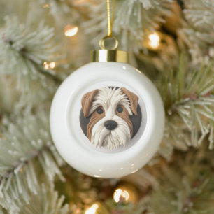 Biewer Terrier Hond 3D Geïnspireerd Keramische Bal Ornament