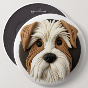 Biewer Terrier Hond 3D Geïnspireerd Ronde Button 6,0 Cm