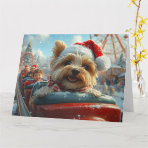 Biewer Terrier-hond achtbaan Kerstmis Kaart