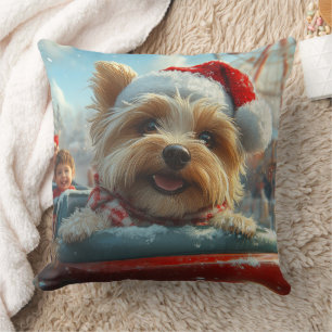 Biewer Terrier Hond Achterbaan Kerst  Kussen