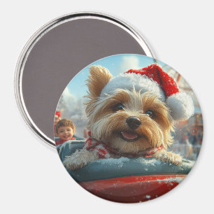 Biewer Terrier Hond Achterbaan Kerst  Magneet