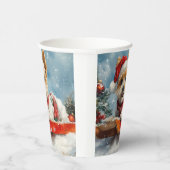 Biewer Terrier Hond in Sledge Laat het Sneeuw Kers Papieren Bekers (Rechts)