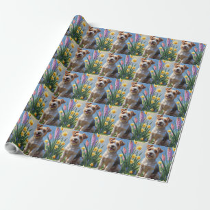 Biewer Terrier Hond Lente Bloemen Schilderij Cadeaupapier