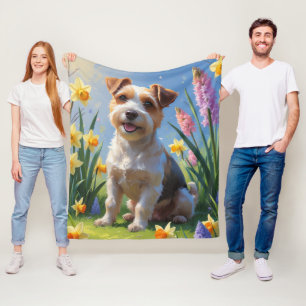 Biewer Terrier Hond Lente Bloemen Schilderij Fleece Deken