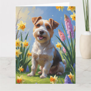 Biewer Terrier Hond Lente Bloemen Schilderij Kaart
