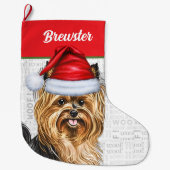 Biewer Terriër Hond met naam van hond Grote Kerstsok (Voorkant)