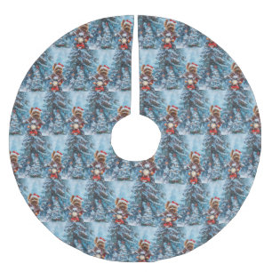 Biewer Terrier Hond Rijden Motorfiets Kerstmis Kerstboom Rok