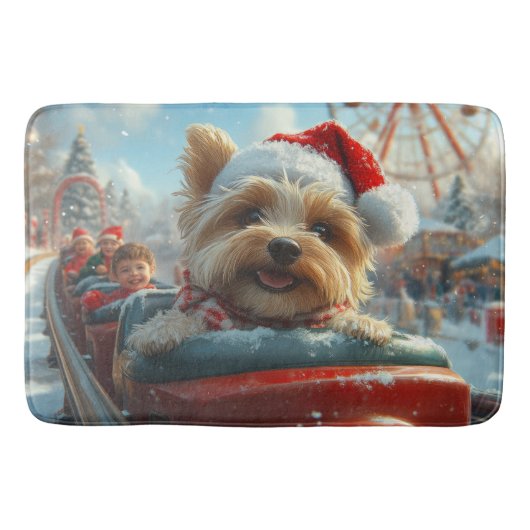Biewer Terrier Hond Roller Coaster Kerst Badmat (Voorkant)