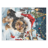 Biewer Terrier Hond Winter Wonderland Kerstvreugde Tafelkleed (Voorkant (Horizontaal))