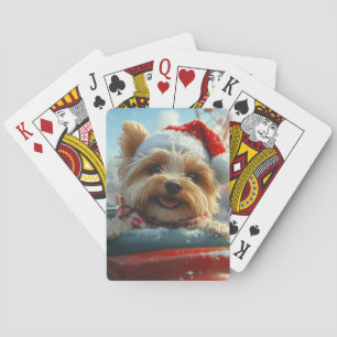 Biewer Terrier Honden Achtbaan Kerst Pokerkaarten