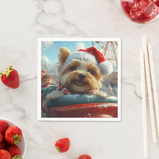 Biewer Terrier Honden Achtbaan Kerst Servet (Insitu)