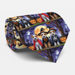 Biewer Terrier Honden Pompoen Halloween Grappig Stropdas
