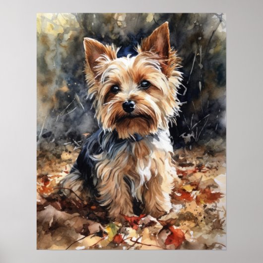 Biewer Terrier Hondenkunst Print Poster (Voorkant)