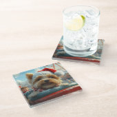 Biewer Terrier Hondenroller Onderzetter Kerst (Schuin)