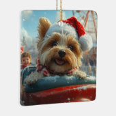 Biewer Terrier Hondenroller Onderzetter Kerst Keramisch Ornament (Rechts)