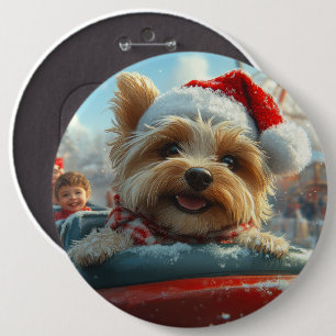 Biewer Terrier Hondenroller Onderzetter Kerst Ronde Button 6,0 Cm