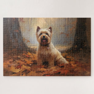 Biewer Terrier in herfstbladeren val inspireren Legpuzzel