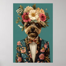 Biewer Terrier In Suit Poster, Biewer Terrier