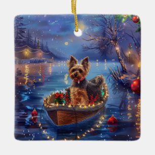 Biewer Terrier Kerst Feestelijke Reis Keramisch Ornament