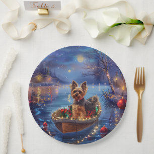 Biewer Terrier Kerst Feestelijke Reis Papieren Bordje