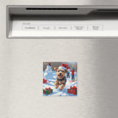 Biewer Terrier Kerst Feestelijke Sneeuwscène Magneet (Insitu (Vaatwasser))