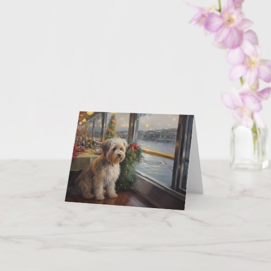 Biewer Terrier Kerstcruise: Pawsome Holiday Kaart (Orchidee)