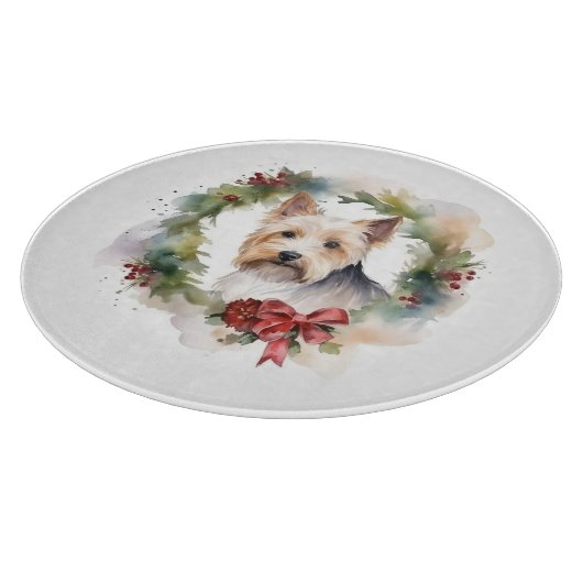 Biewer Terrier Kerstkrans Feestelijke Pup Snijplank (Hoek)